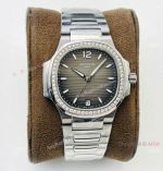 PFF Factory Copy Patek Philippe Women Nautilus Gray Diamond Watch 9015 Movement